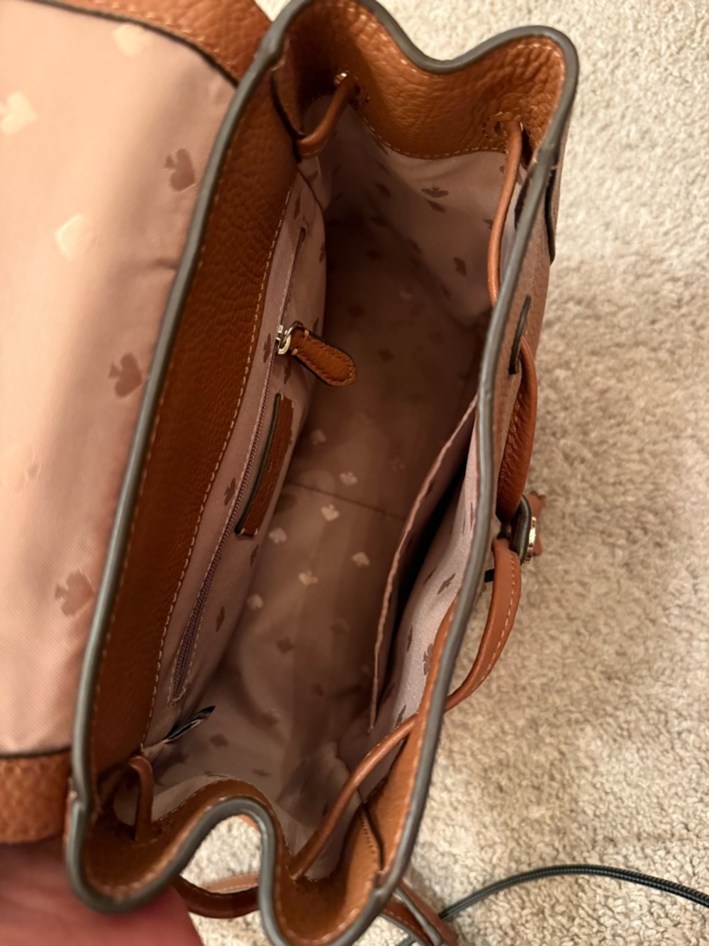 kate spade brown pebbled leather backpack with flap - Picture 2 of 4